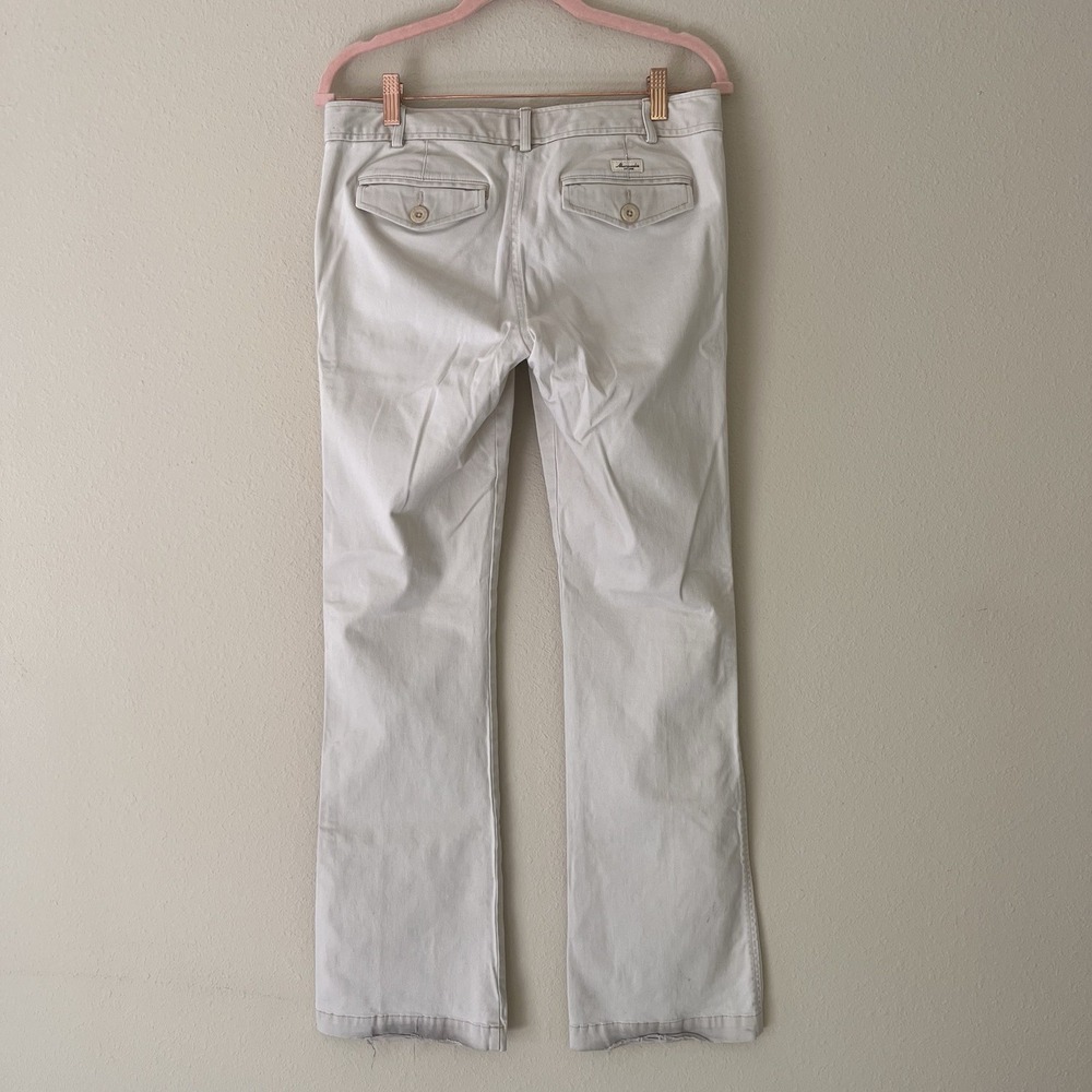 Vintage Y2K Abercrombie Fitch Low Rise Khaki Flare Pants 6 Long Tan Preppy - Picture 4 of 13